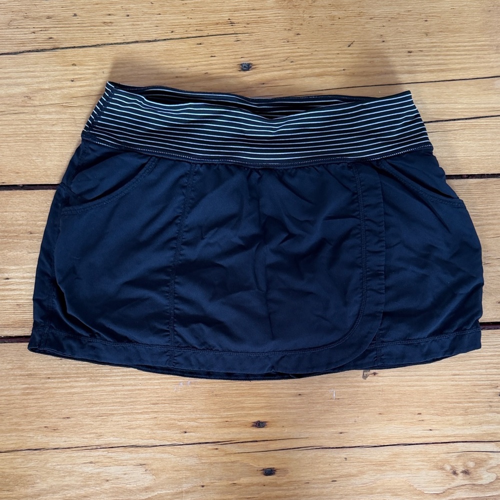 Black Mini Skort with Striped Waistband